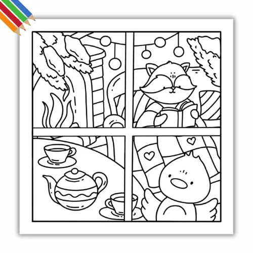 Kleurplaat Winter Hygge thumbnail