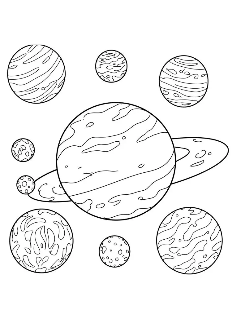 Kleurplaat Planeten 9 de planeten van ons zonnestelsel kleurplaat