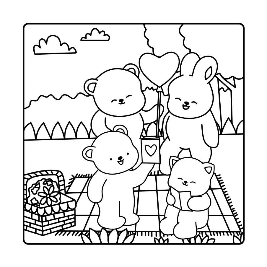 Kleurplaat Fluffy Cozy Friends 1