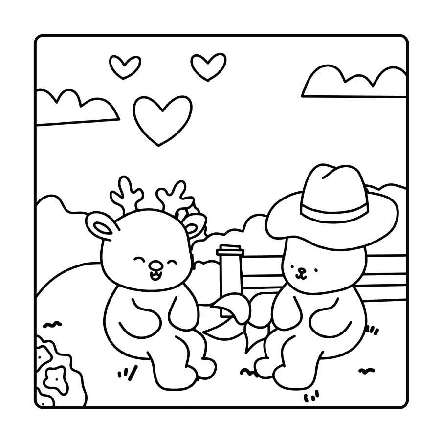 Kleurplaat Fluffy Cozy Friends 14