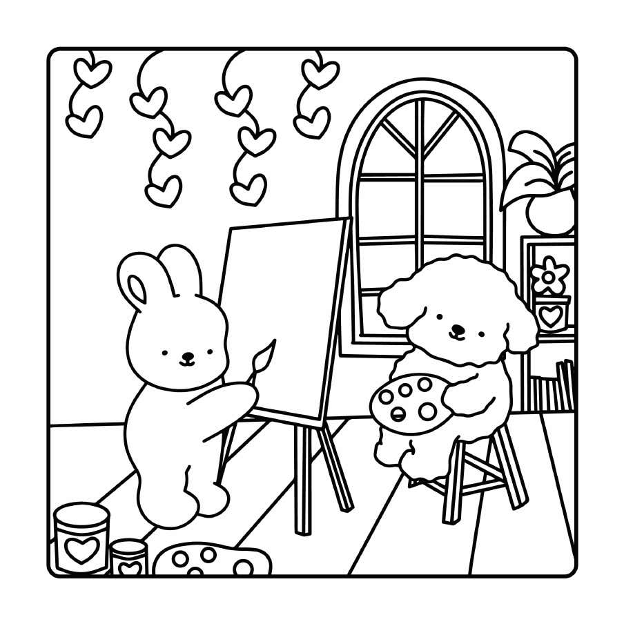 Kleurplaat Fluffy Cozy Friends 15