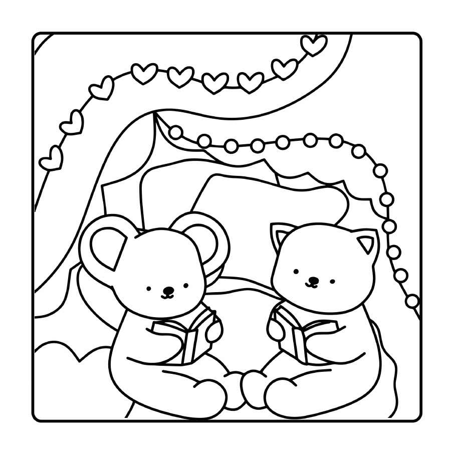 Kleurplaat Fluffy Cozy Friends 16