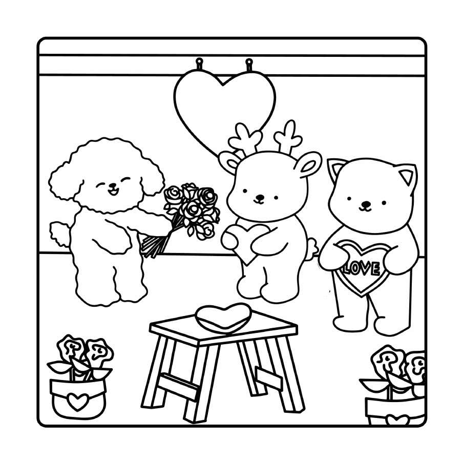 Kleurplaat Fluffy Cozy Friends 17