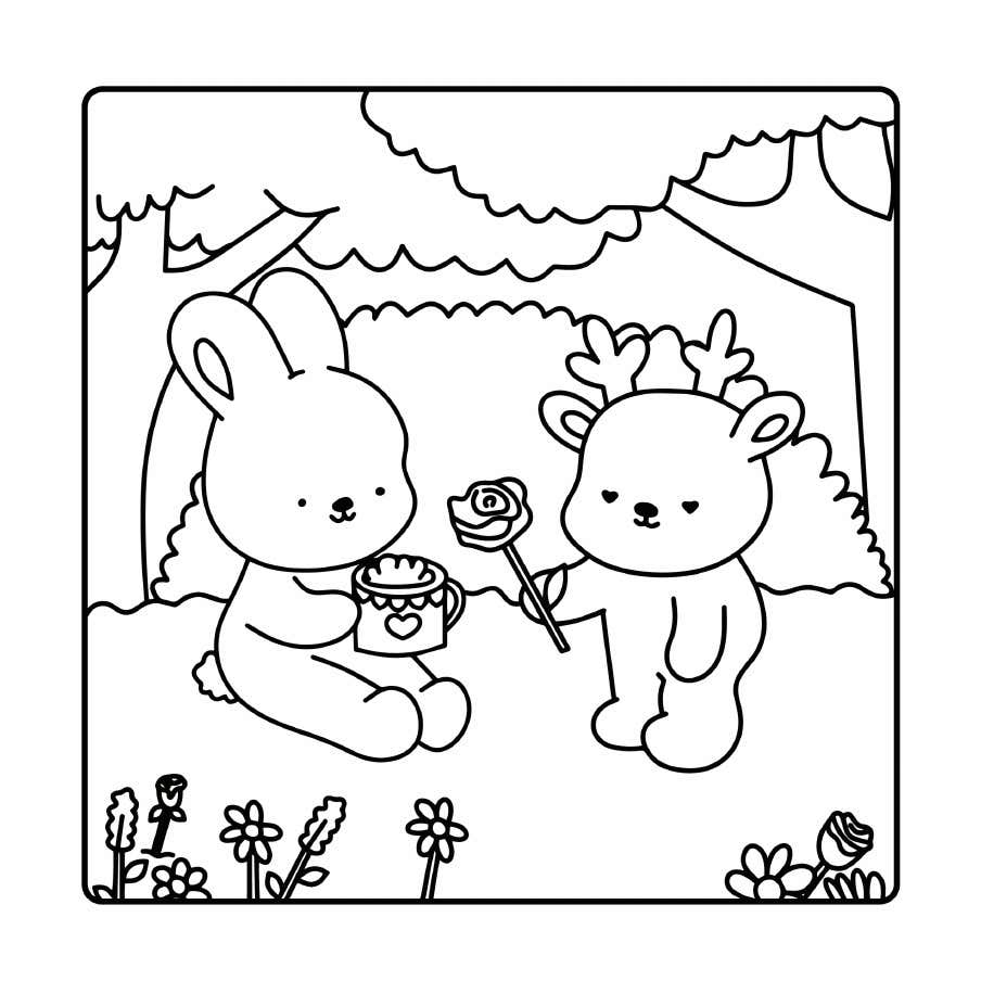 Kleurplaat Fluffy Cozy Friends 2