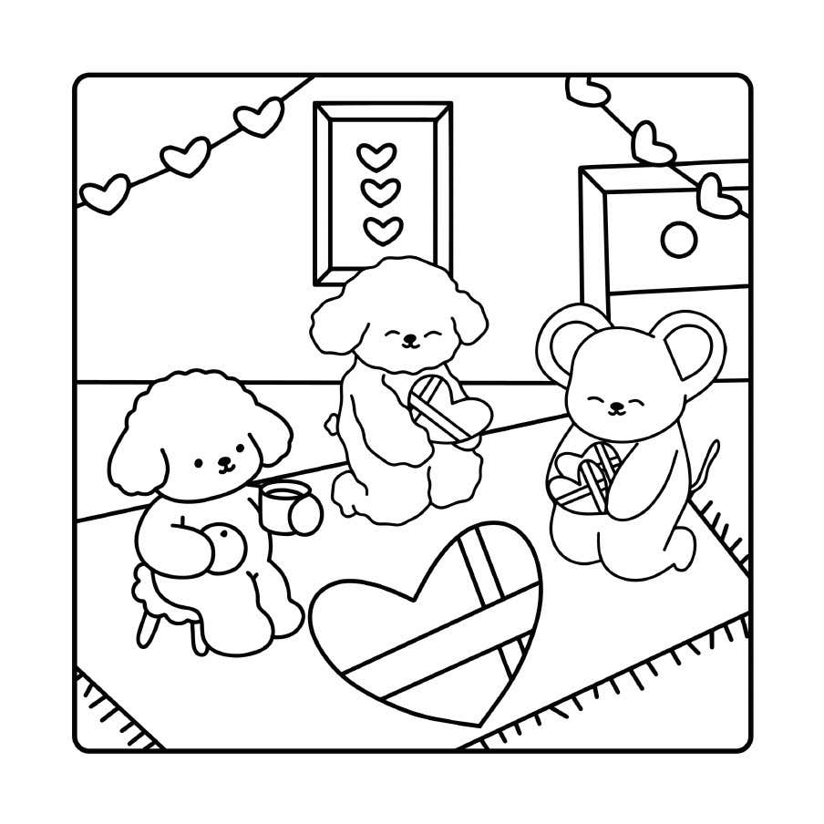 Kleurplaat Fluffy Cozy Friends 22