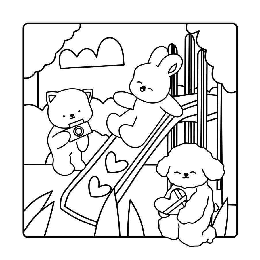 Kleurplaat Fluffy Cozy Friends 24