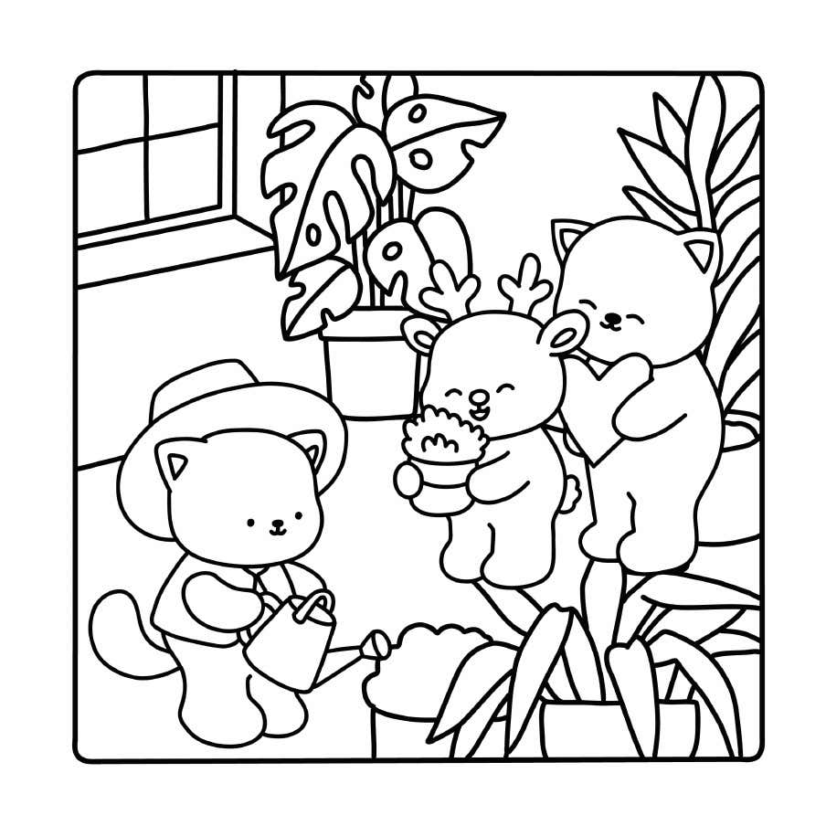 Kleurplaat Fluffy Cozy Friends 27