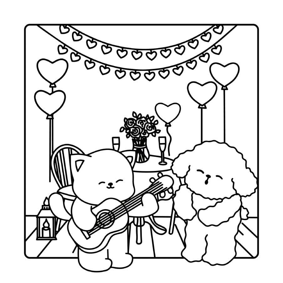 Kleurplaat Fluffy Cozy Friends 3