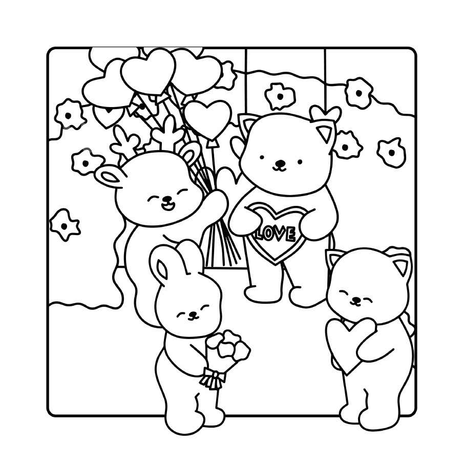 Kleurplaat Fluffy Cozy Friends 5