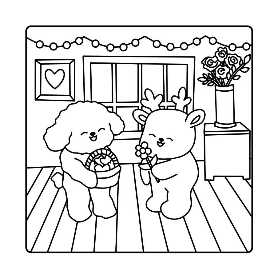 Kleurplaat Fluffy Cozy Friends 7