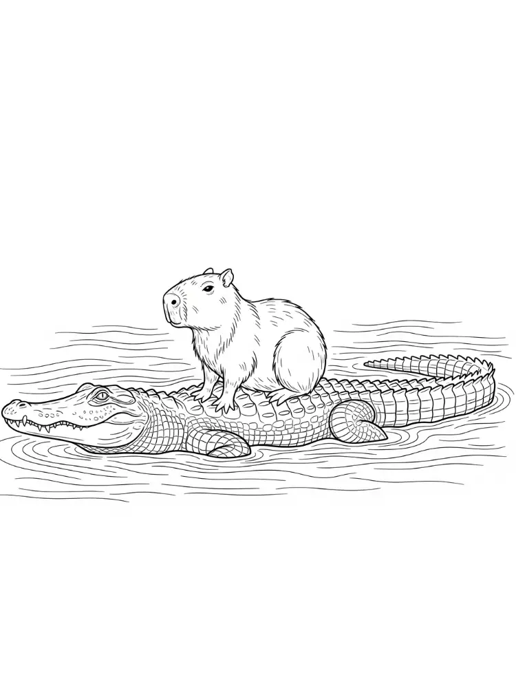 Kleurplaat Capybara 9 avontuurlijke rit kleurplaat