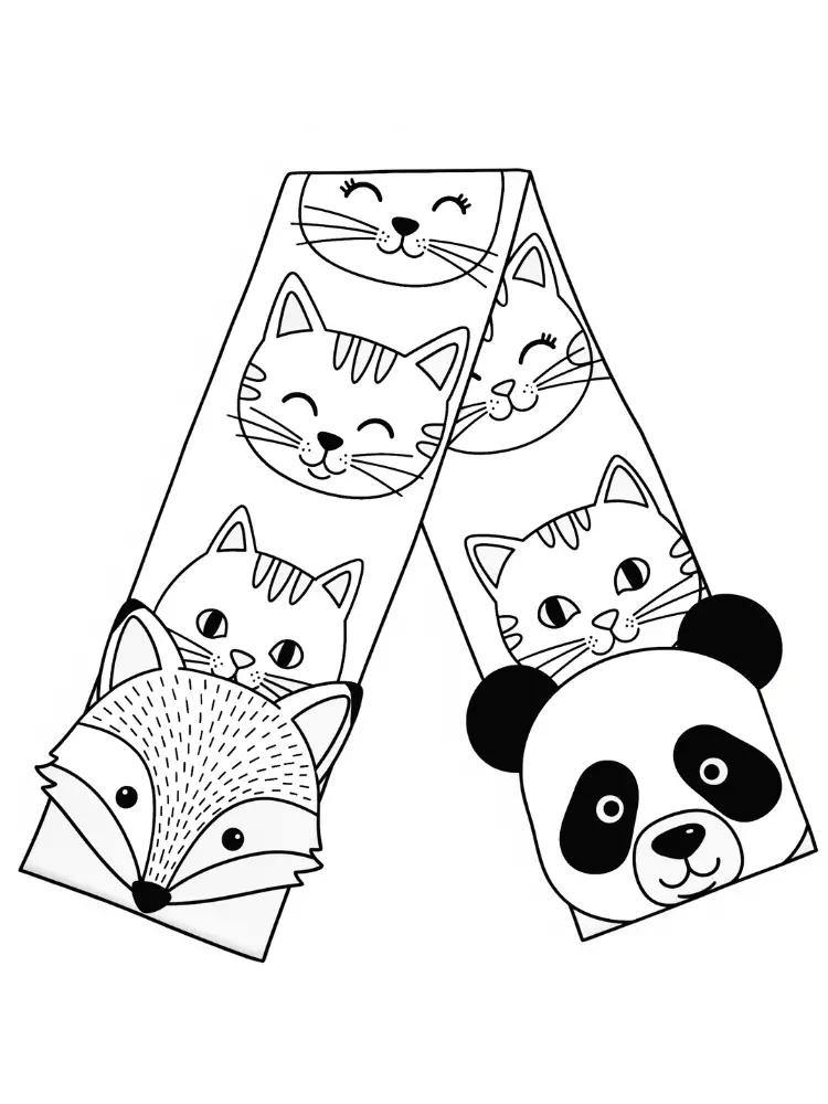Coloring page Sweater 8 animal friends scarf coloring page