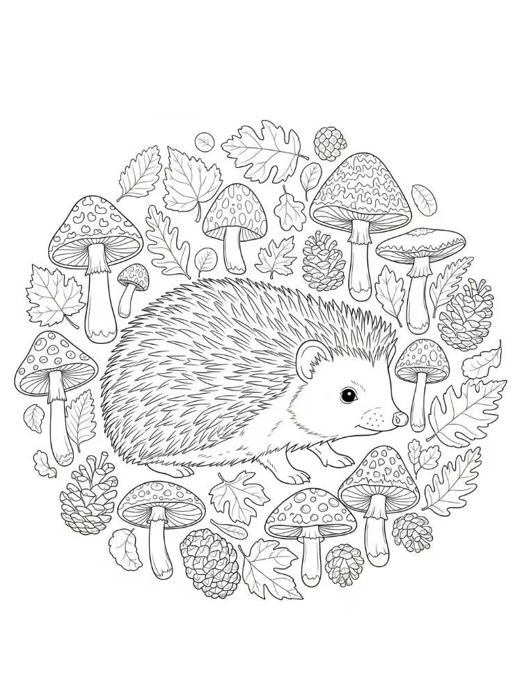Kleurplaat Egel 8 egel in het herfstbos kleurplaat