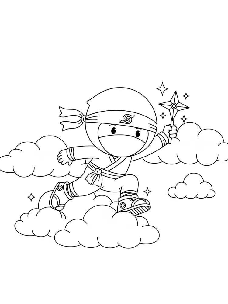 Ninja Kleurplaat 9 ninja wolken kleurplaat