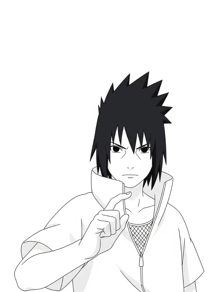 Naruto kleurplaat 9 sasuke in gevechtshouding kleurplaat