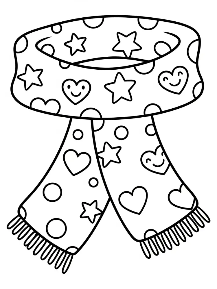 Coloring page Sweater 9 cheerful star scarf coloring page