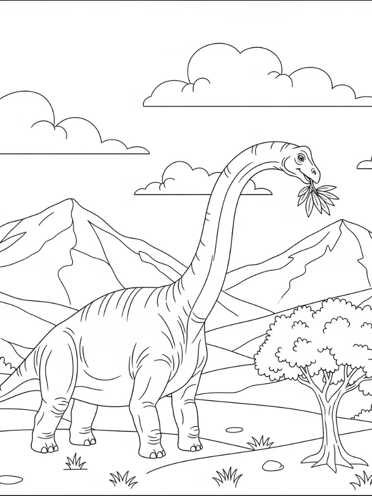 Dinosaurus kleurplaat 9 brachiosaurus met lange nek kleurplaat