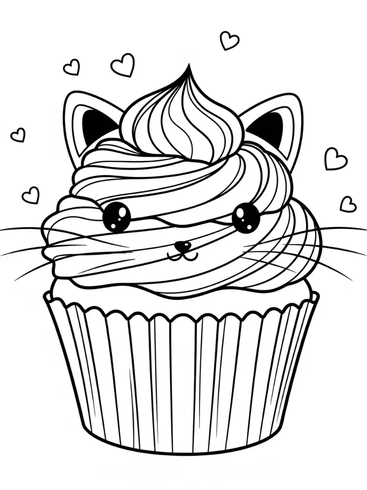 Kleurplaat Cupcake 9 cupcake kattenvriendje kleurplaat