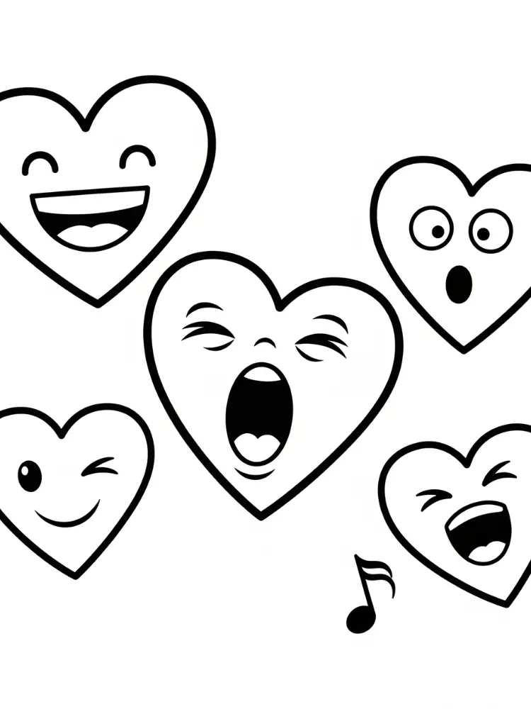 Hart kleurplaat 8 hartjes emoji kleurplaat