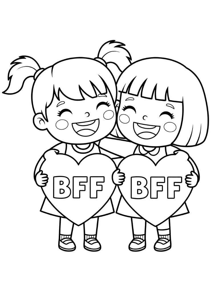 BFF kleurplaat 10 hartvriendinnen voor altijd kleurplaat