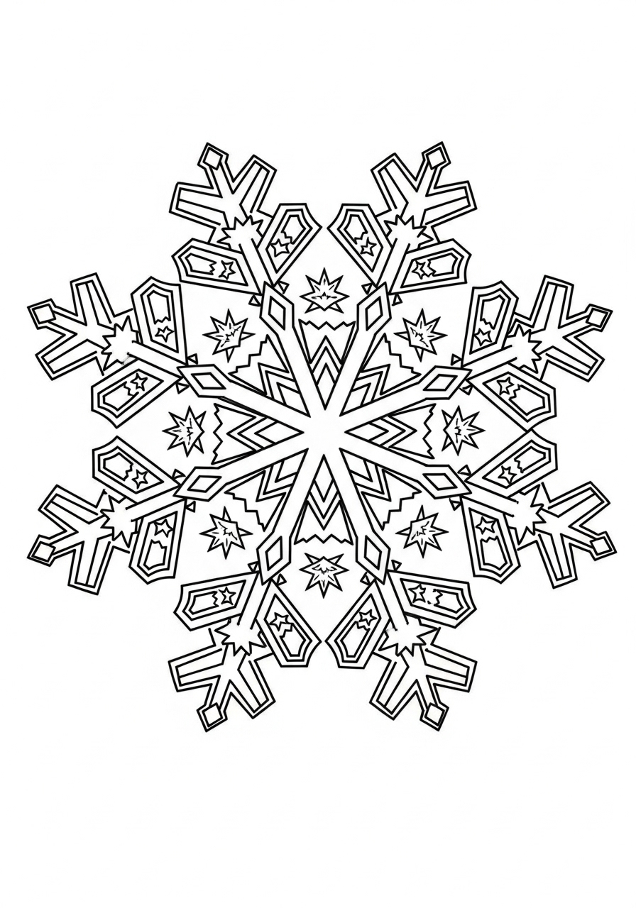 Kleurplaat Sneeuwvlok 10 ijzige sneeuwvlok vol sterren kleurplaat