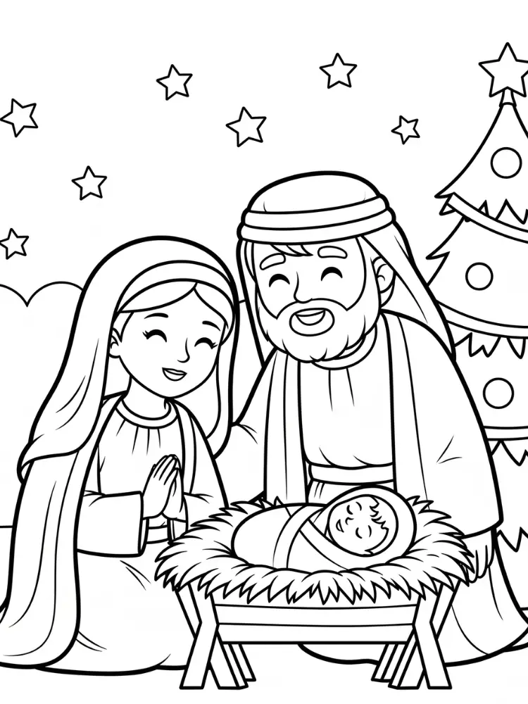 Kleurplaat Kerst Christelijk 9 kerstvreugde bij de kribbe Kleurplaat