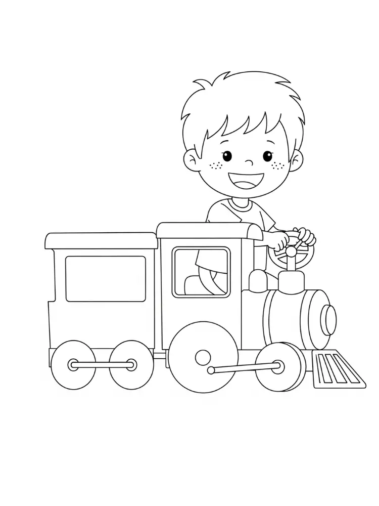 Kleurplaat trein 8 kleine machinist op de speeltuintrein kleurplaat