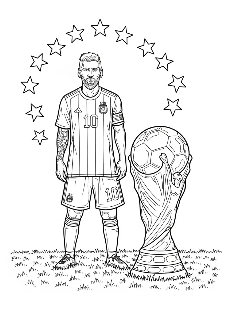 Kleurplaat Lionel Messi 9 messi bij de wereldbeker kleurplaat