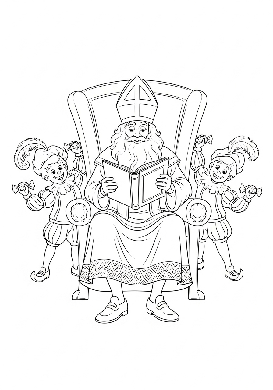 Sinterklaas kleurplaat 10 sinterklaas leest een boek kleurplaat
