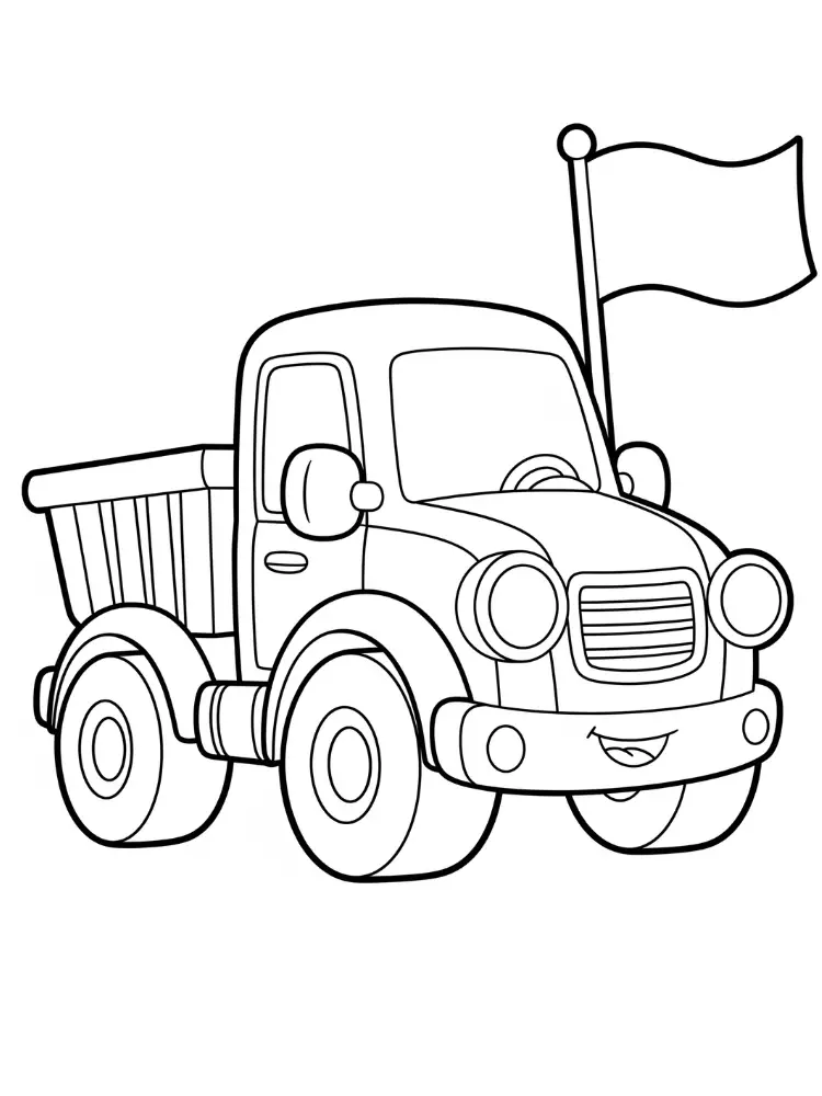 Kleurplaat vrachtwagen 8 vrachtwagen met vlag kleurplaat