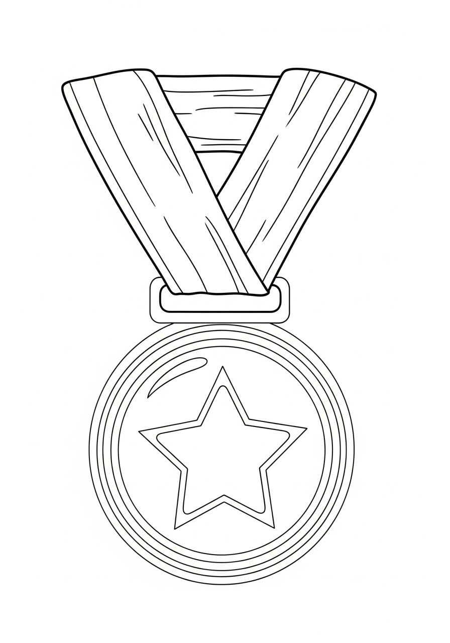 Medaille kleurplaat 19 De schitterende medaille Kleurplaat