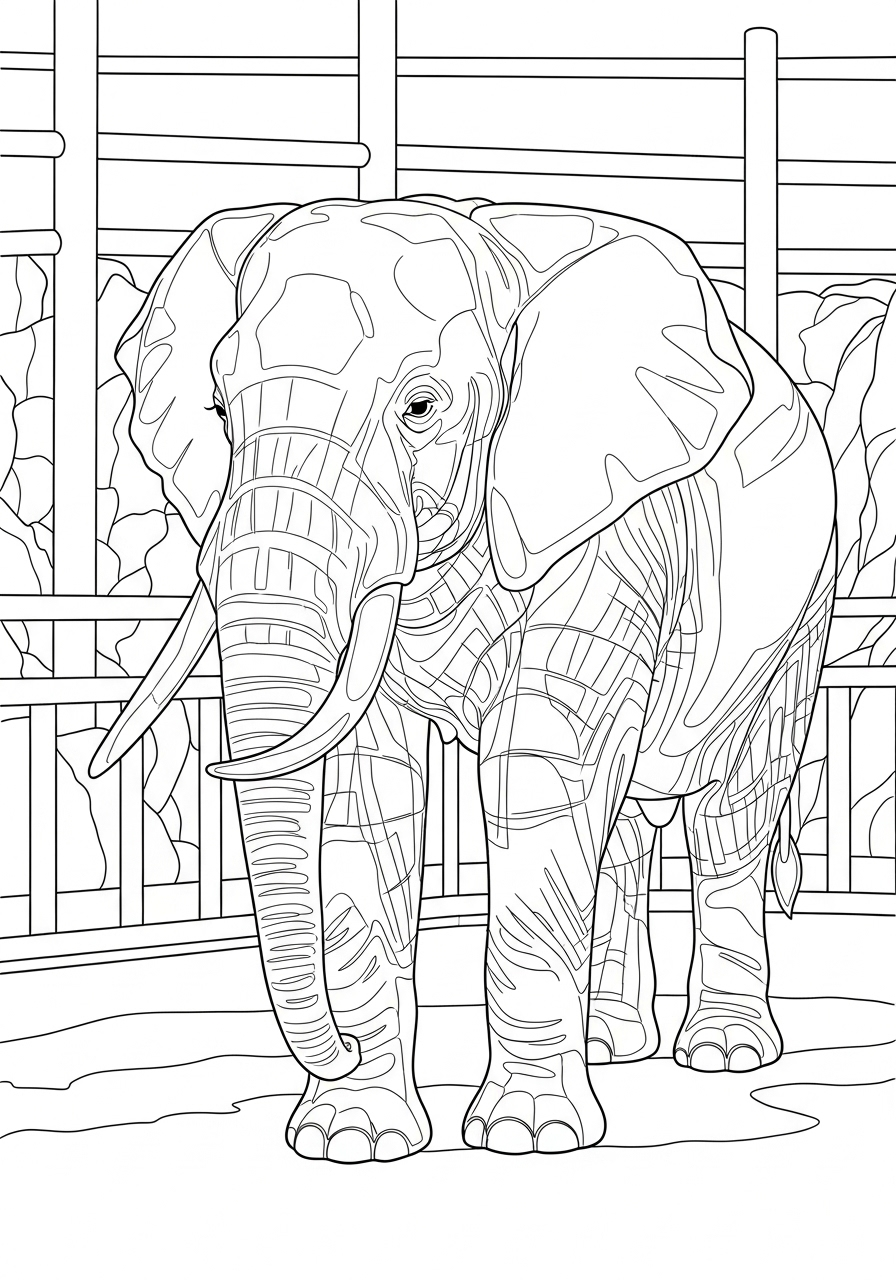 Olifant Kleurplaat 10 Olifant in de Dierentuin kleurplaat