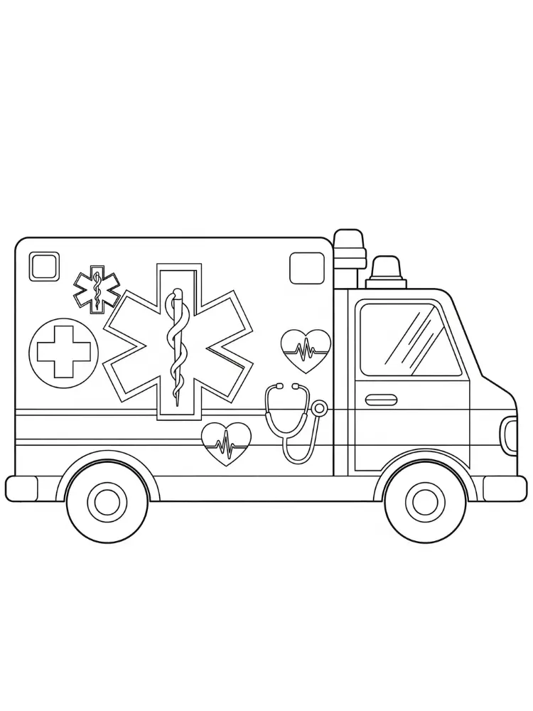 Kleurplaat Ambulance 9 ambulance met medische symbolen kleurplaat