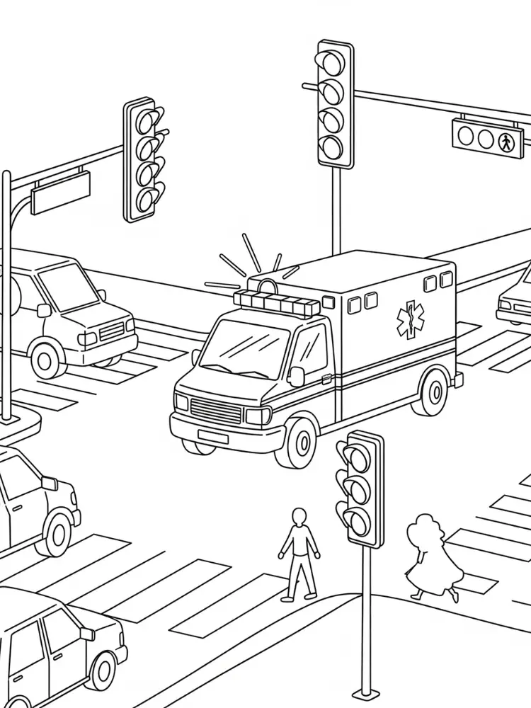 Kleurplaat Ambulance 12 ambulance verkeer verkeerslichten kleurplaat