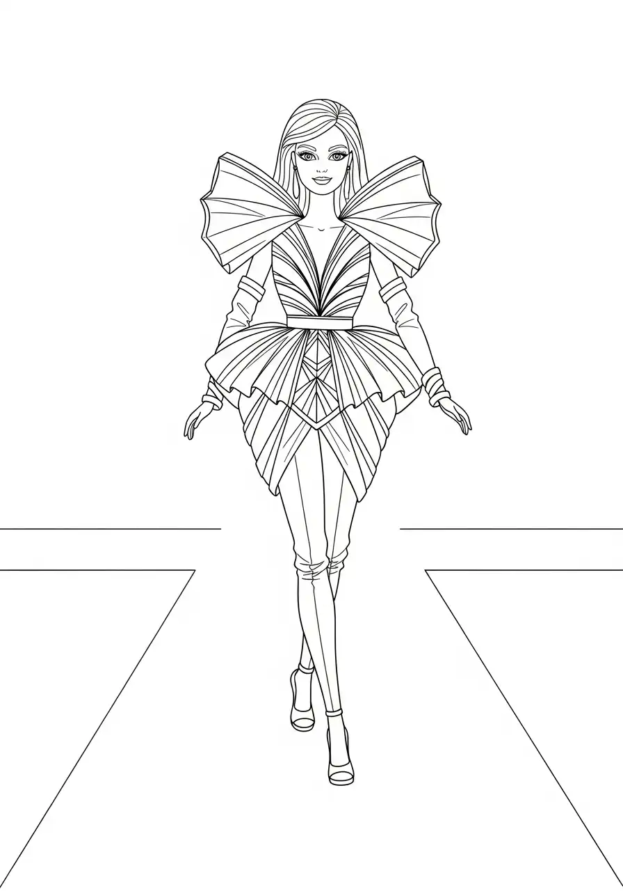 barbie model futuristische mode kleurplaat