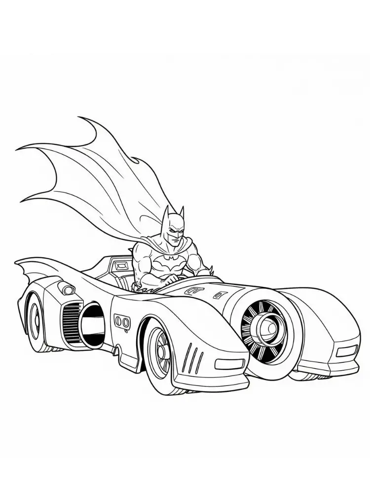 Kleurplaat Batman 9 batman in de batmobile kleurplaat