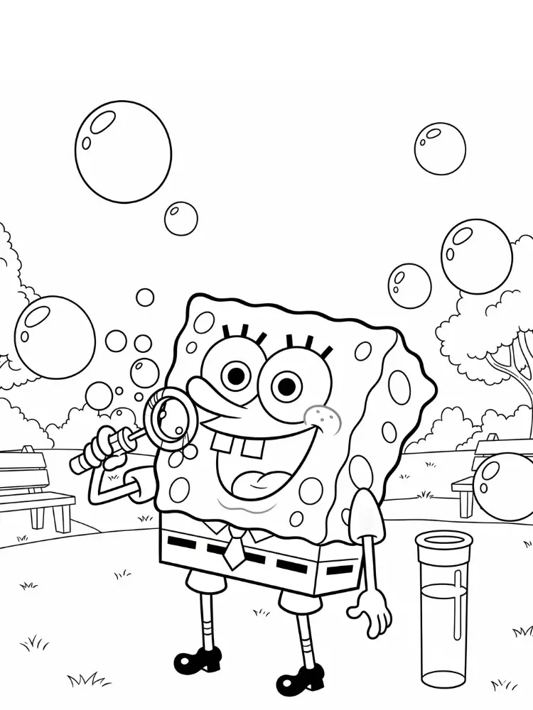Spongebob kleurplaat 8 bubbels blazen met spongebob kleurplaat