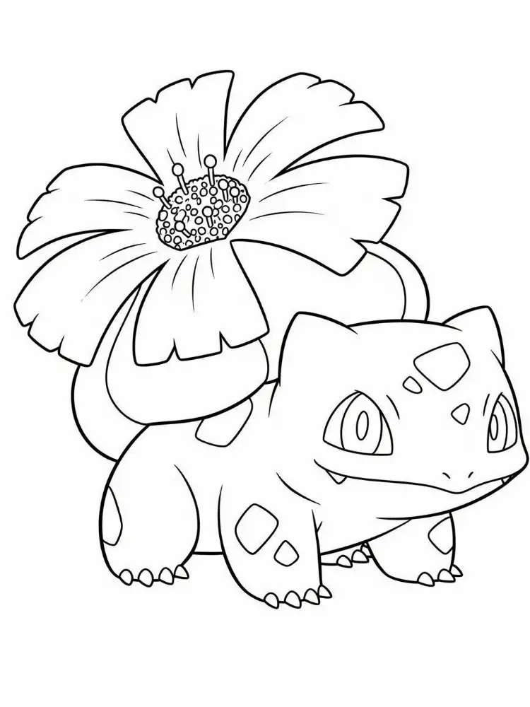 Kleurplaat Pokemon 9 bulbasaur met bloem Kleurplaat
