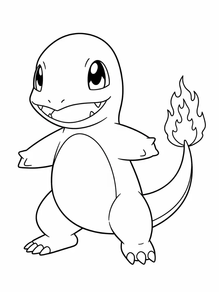 Kleurplaat Pokemon 8 charmander glimlacht Kleurplaat