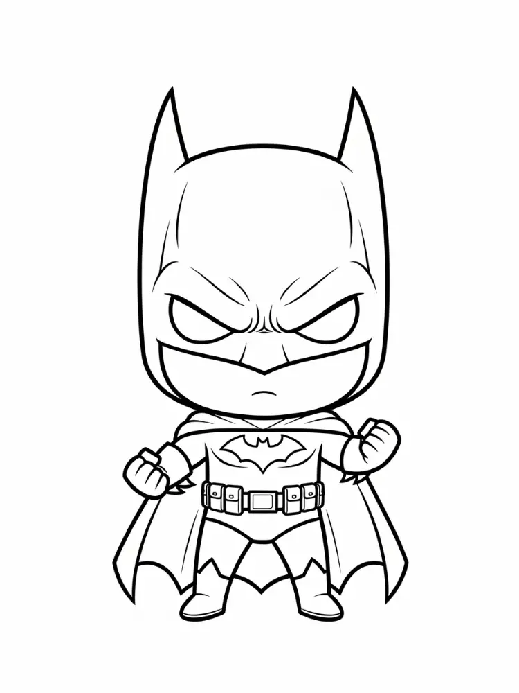 Kleurplaat Batman 10 chibi batman krachtig kleurplaat