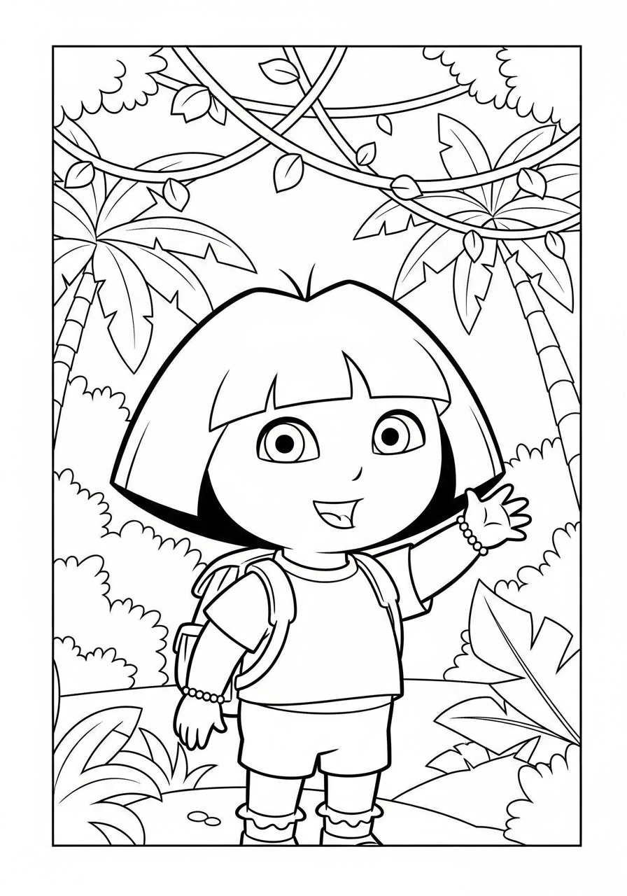 Kleurplaat Dora Márquez 10 dora in de jungle kleurplaat