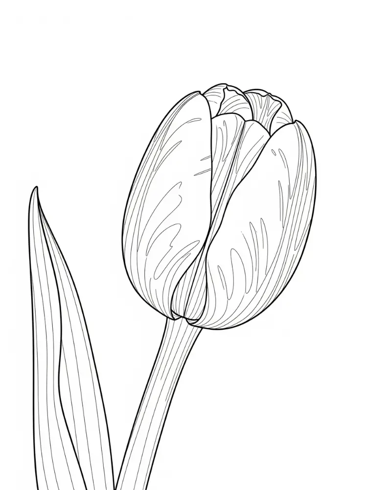 Tulp kleurplaat 20 gedetailleerde tulp close up kleurplaat