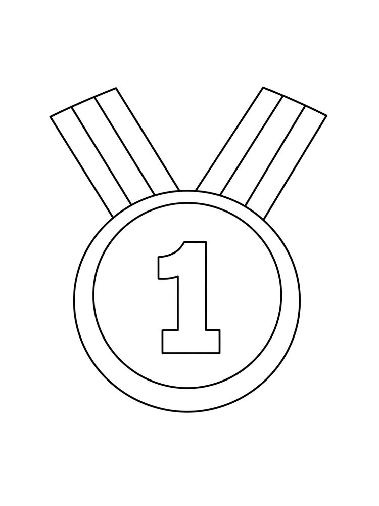 Medaille kleurplaat 16 gouden medaille met nummer 1 kleurplaat