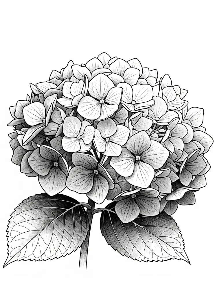 Hortensia Kleurplaat 22 grote hortensia bloem kleurplaat