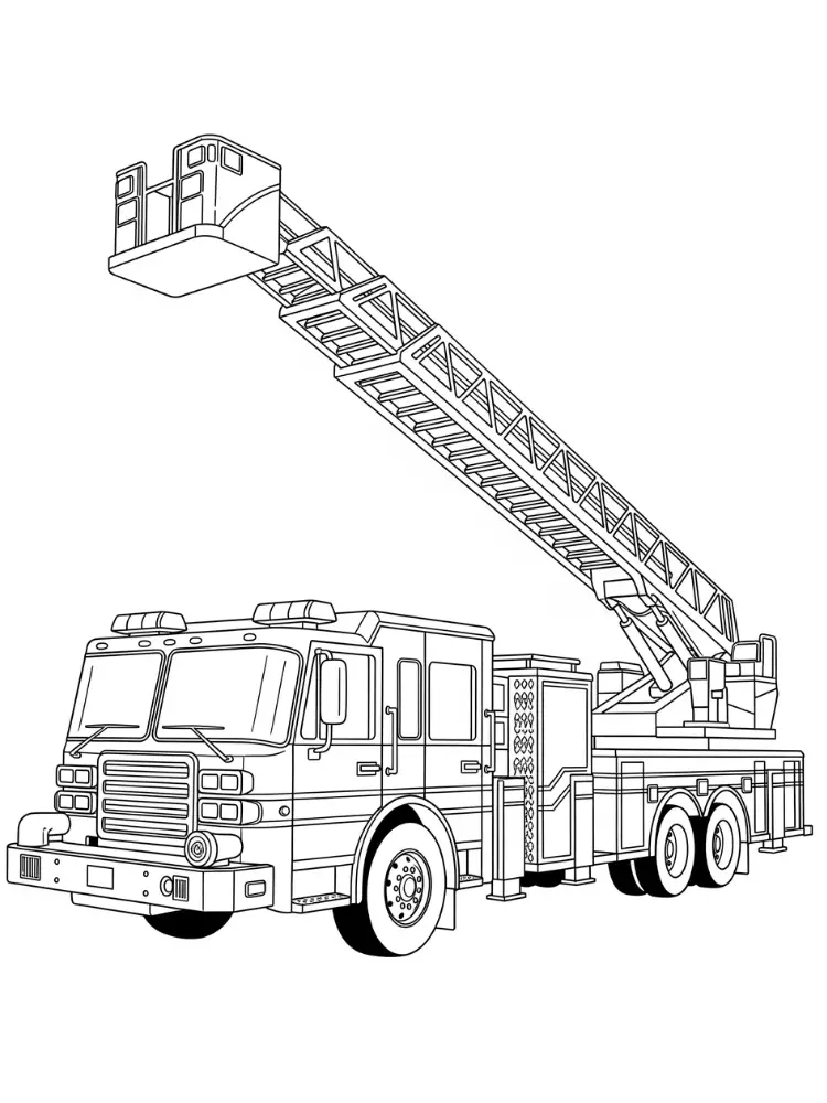 Brandweer Kleurplaat 17 grote ladder brandweerauto van voorkant kleurplaat
