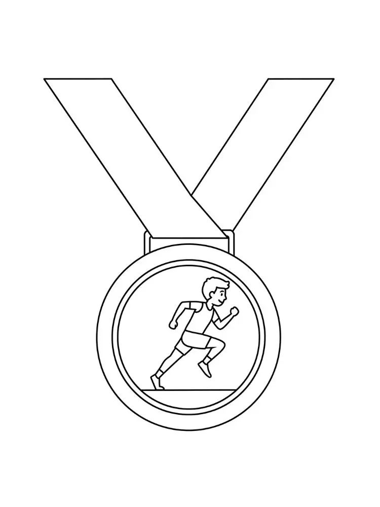 Medaille kleurplaat 15 hardloper op sportmedaille kleurplaat
