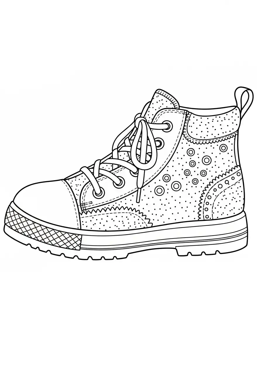 Schoen kleurplaat 10 hippe canvas schoen met stippen kleurplaat