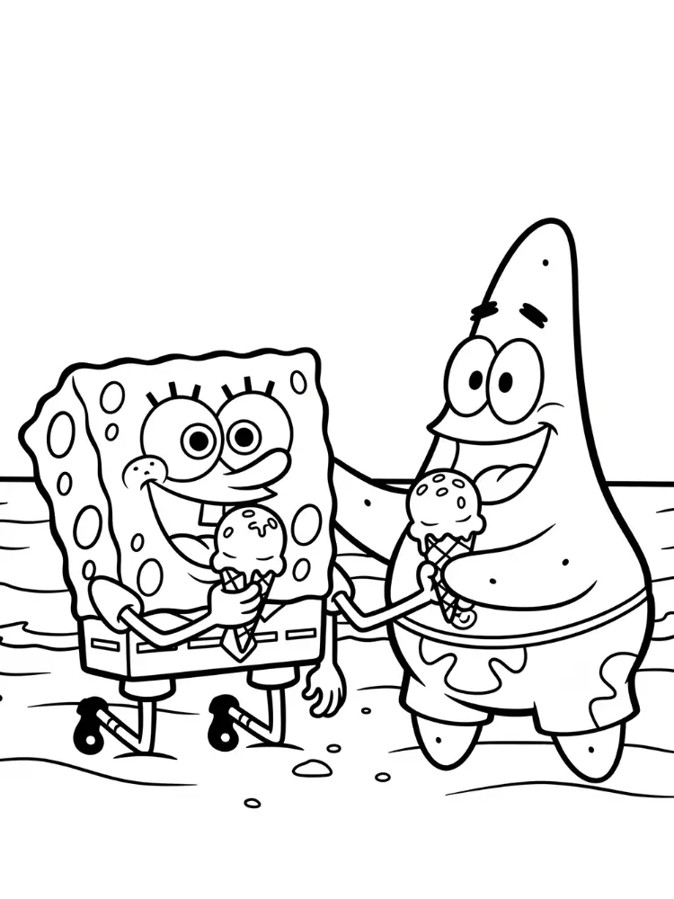 Spongebob kleurplaat 9 ijsjesplezier met patrick kleurplaat