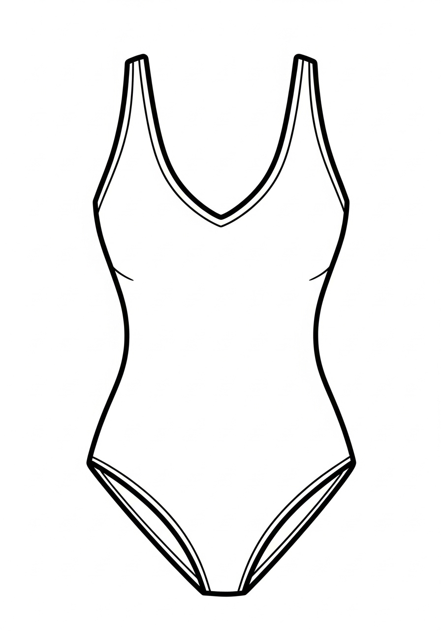 Badpak kleurplaat 24 klassiek strandbadpak kleurplaat