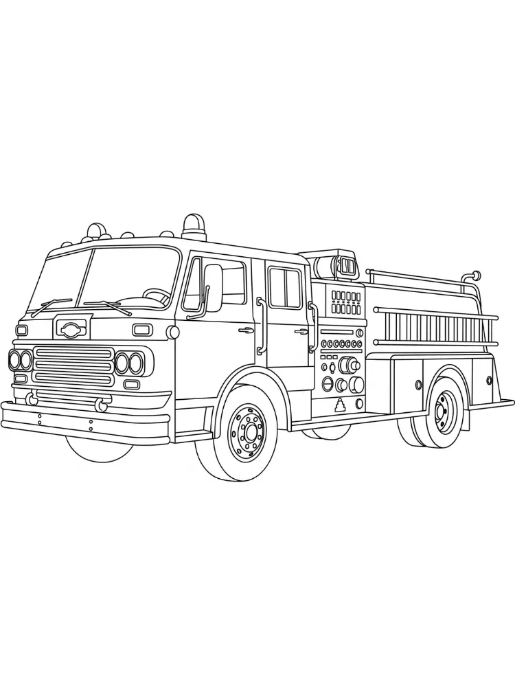 Brandweer Kleurplaat 15 klassieke brandweerwagen zijaanzicht kleurplaat
